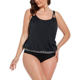 Black Loop Strap Blouson Tankini Set