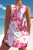 Plus Size Pink Floral Print Tankini Set
