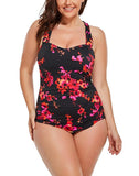 Poppies H-Back Sarong Front One Piece Swimsuit