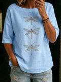Cozy & Elegant Boat-neck Cotton-linen Shirt