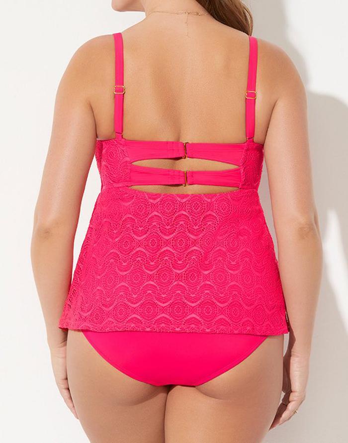 Red Faux Flyaway Underwire Tankini Set
