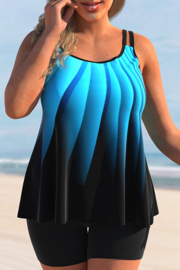 Plus Size Blue Ombre Tankini Set