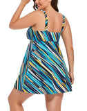 Painterly Stripe V-neck Two-Piece Swimdress