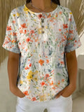 Women's Floral Art Print Casual Cotton Shirt