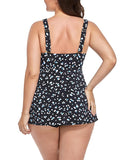 White Dots V-Neck Twist Tankini Set