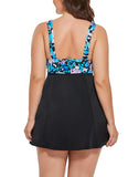 Pastel Floral Lace-Up V-Neck Swimdress