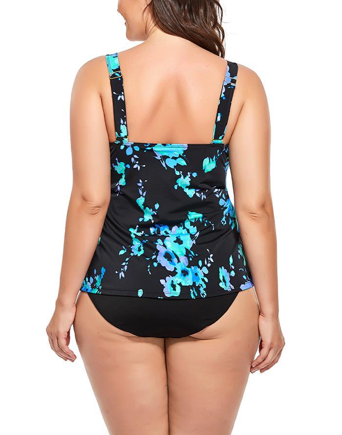 Blue Poppies Flared Tankini Set
