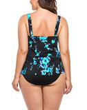 Blue Poppies Flared Tankini Set