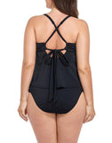 Black Scarf X-Back Tankini Set