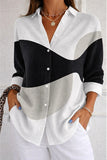 Women's Waffle Shirt Casual Shirt Summer Tops Graphic Geometric Vintage Stylish Long Sleeve Turndown Long Tops
