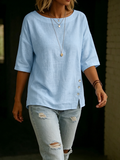 Cozy & Elegant Boat-neck Cotton-linen Shirt