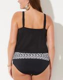 Black Loop Strap Blouson Tankini Set