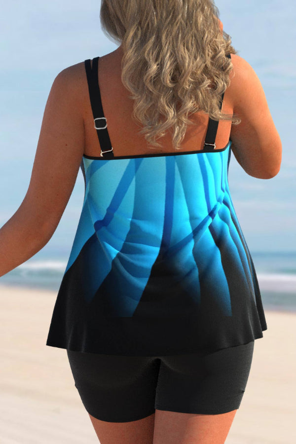 Plus Size Blue Ombre Tankini Set