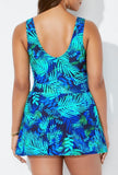 Leaf Print Caribbean V-neck Swimdress