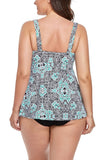 Mint Medallion V-NECK Flowy Tankini Set