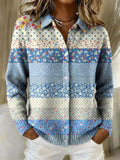 Women's Geometric Abstract Stripe Pattern Art Print Cowl Neck Sweater