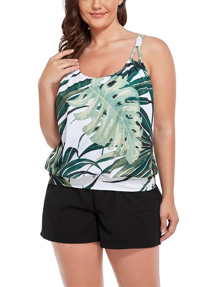 Grand Palms Loop Strap Blouson Tankini with Cargo Swim Short