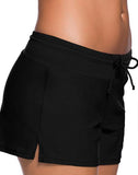 Black Low-rise Lace-up Boxer Swim Short
