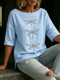 Cozy & Elegant Boat-neck Cotton-linen Shirt