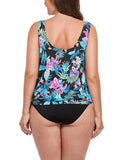 Neon Tropical Side Tie Blouson Tankini Set