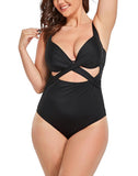 Black Cut Out Underwire One Piece Swimsuit