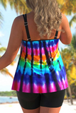 Tie Dye Print Plus Size Tankini Set