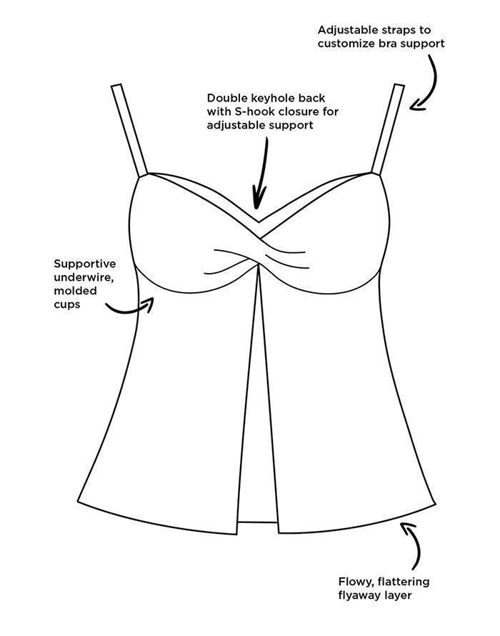 Black White Floral Faux Flyaway Underwire Tankini Set