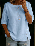 Cozy & Elegant Boat-neck Cotton-linen Shirt