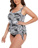Leaves Classic Side Tie Blouson Tankini Set