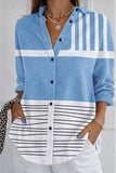Women's Waffle Shirt Casual Shirt Summer Tops Graphic Geometric Vintage Stylish Long Sleeve Turndown Long Tops