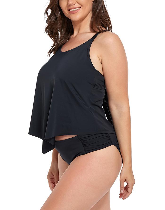 Black Scarf X-Back Tankini Set