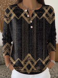 Vintage Abstract Geometric Art Print Buttoned Cardigan Sweater