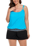 Azure Loop Strap Blouson Tankini with Cargo Swim Short