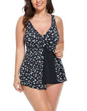 White Dots V-Neck Twist Tankini Set