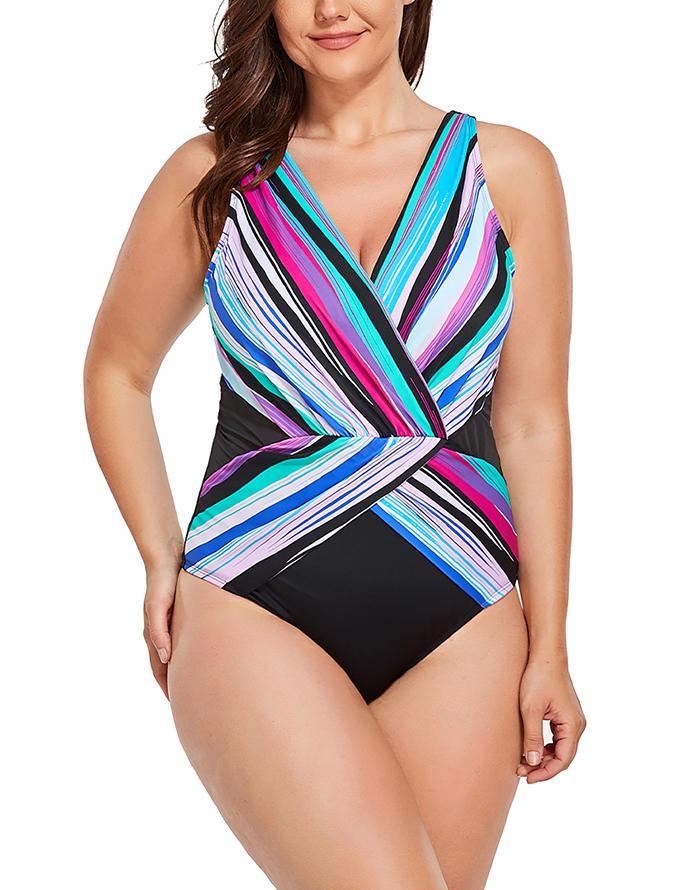 Rainbow Bay Surplice One Piece Swimsuit