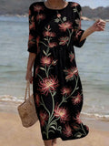 Women's Casual Floral Print Round Neck Dress