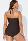 Black Cut Out Underwire One Piece Swimsuit