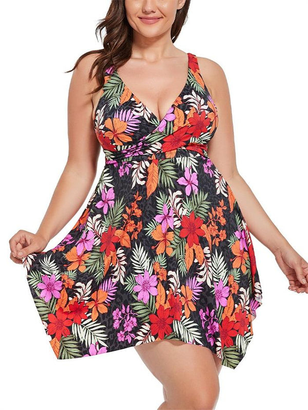Multi Floral Two Piece Handkerchief Swimdress set