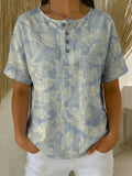 Women's Floral Art Print Casual Cotton Shirt