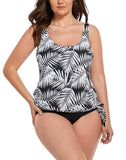 Leaves Classic Side Tie Blouson Tankini Set