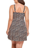 Leopard Print Two-Piece Bandeau Swimdress