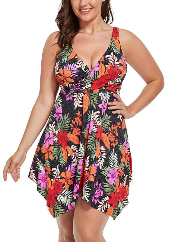 Multi Floral Two Piece Handkerchief Swimdress set