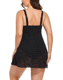 Black Crochet Side Slit V-Neck Swimdress