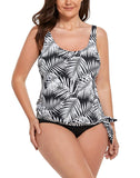 Leaves Classic Side Tie Blouson Tankini Set