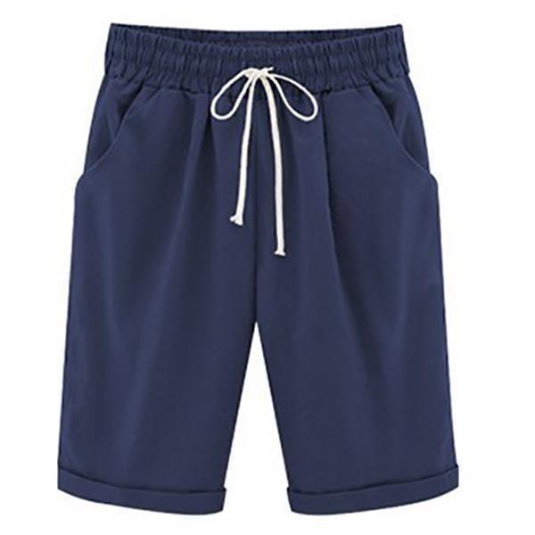 Plus Size Pockets Casual Shorts