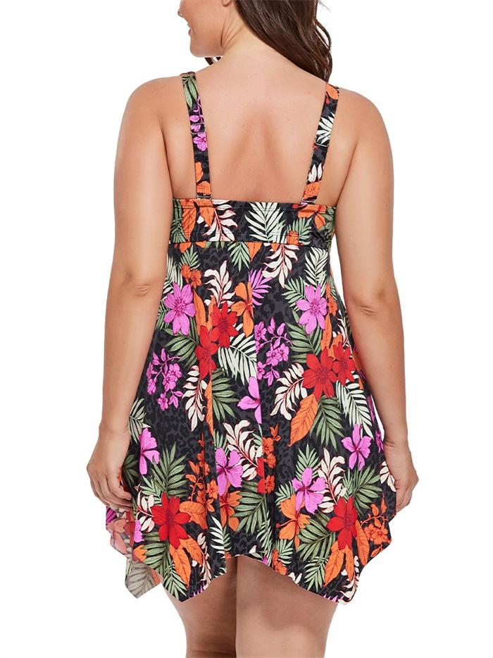 Multi Floral Two Piece Handkerchief Swimdress set