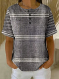 Women's Striped Art Print Casual Cotton Shirt