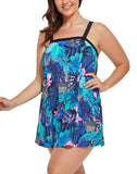 Multi Tropical Floral Banded One Piece Swimdress