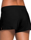 Black Low-rise Lace-up Boxer Swim Short