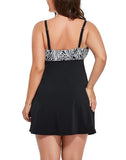 Black White Jungle Tie Front Underwire Swimdress